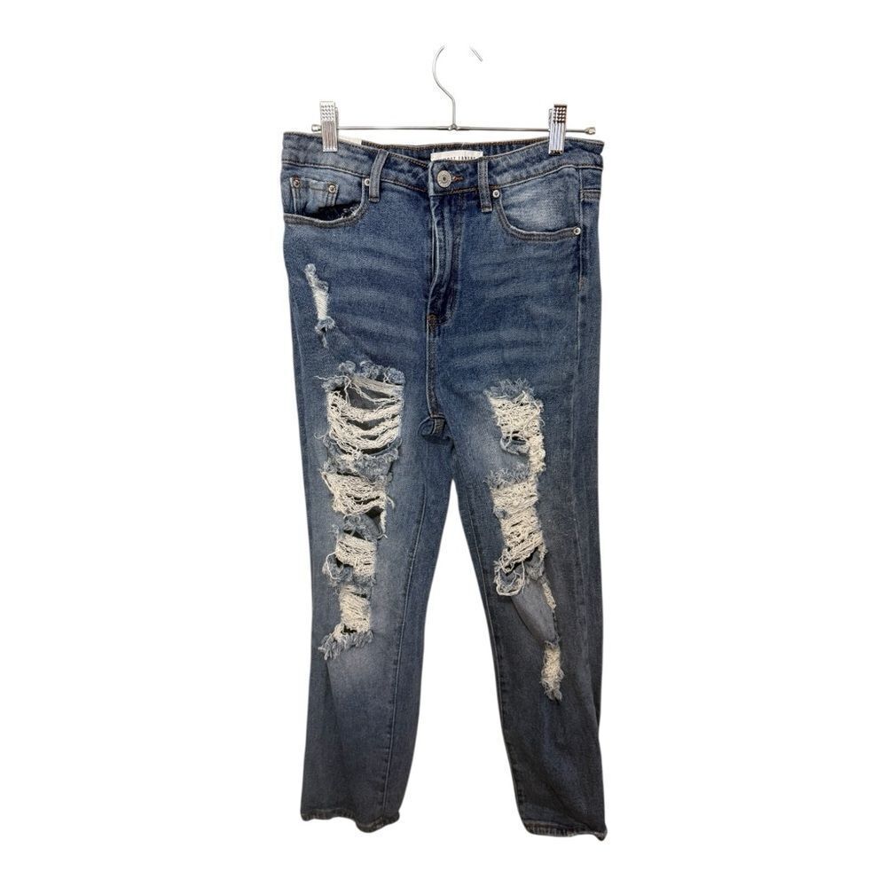 Almost Famous Distressed Ripped Jeans Size 7 Blue Denim Grunge Streetwear